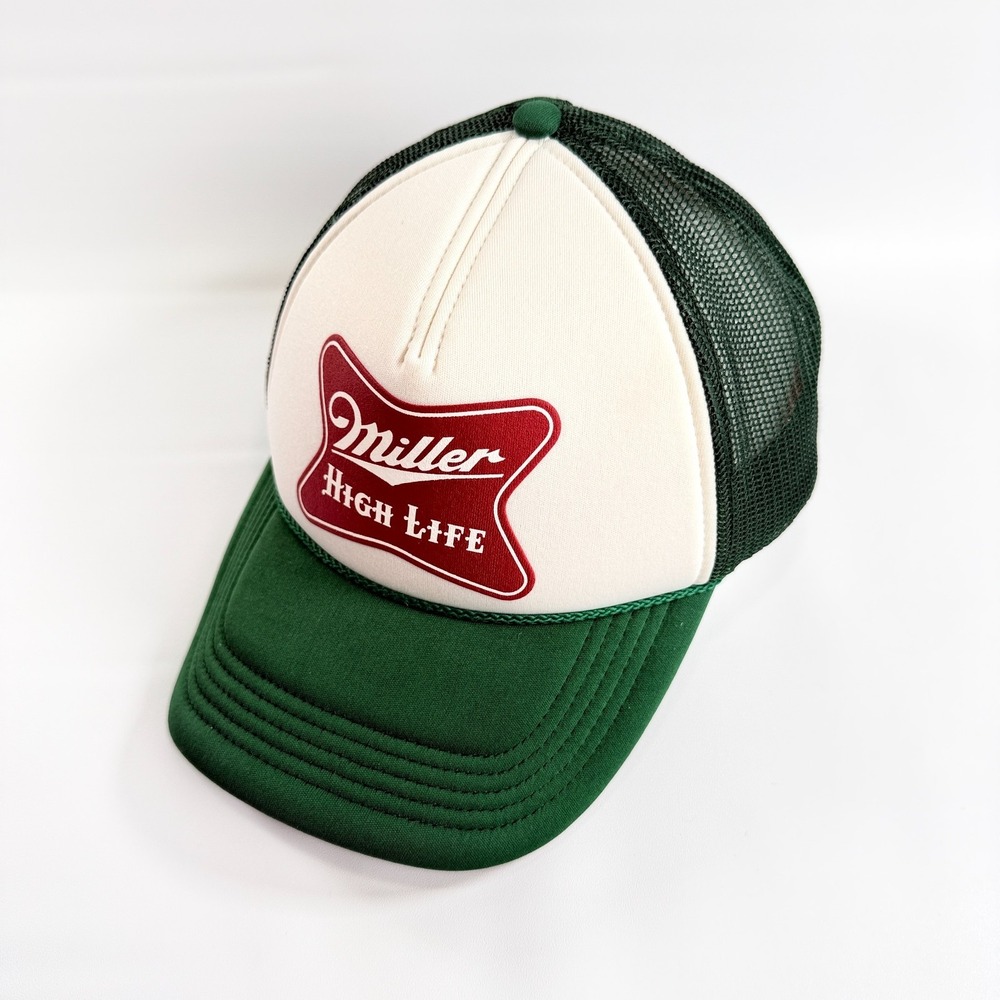 Miller High Life American Needle Trucker Hat Green Cream Snapback Beer Cap